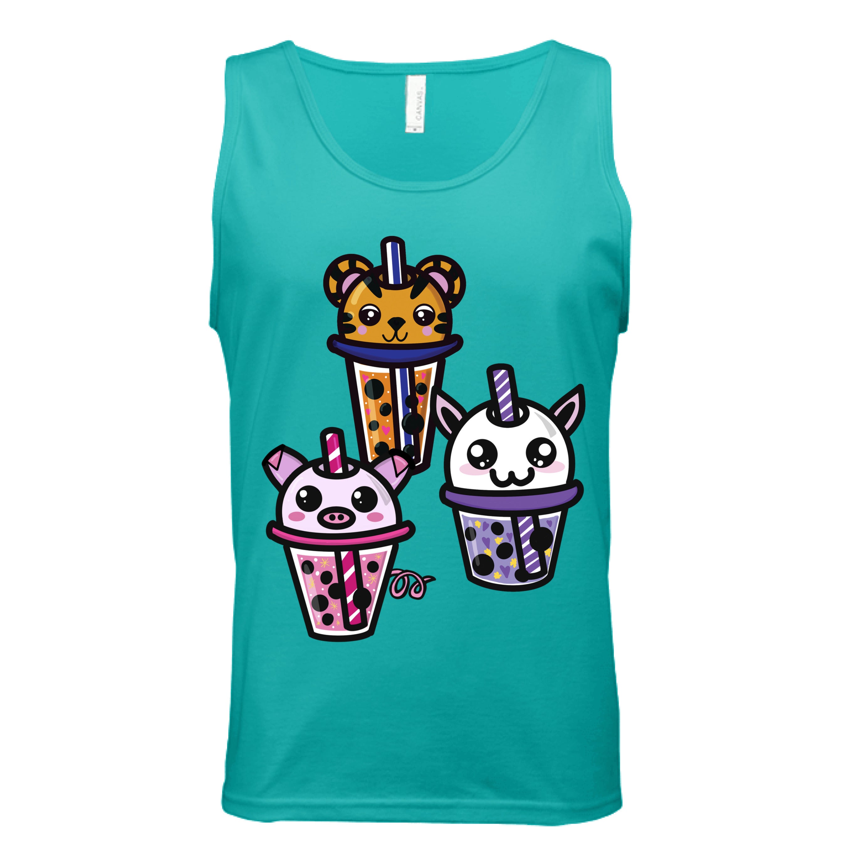 The Art Collective International Boba Friends tank top in organic cotton, dazzle & dagger design, relaxed fit, white with