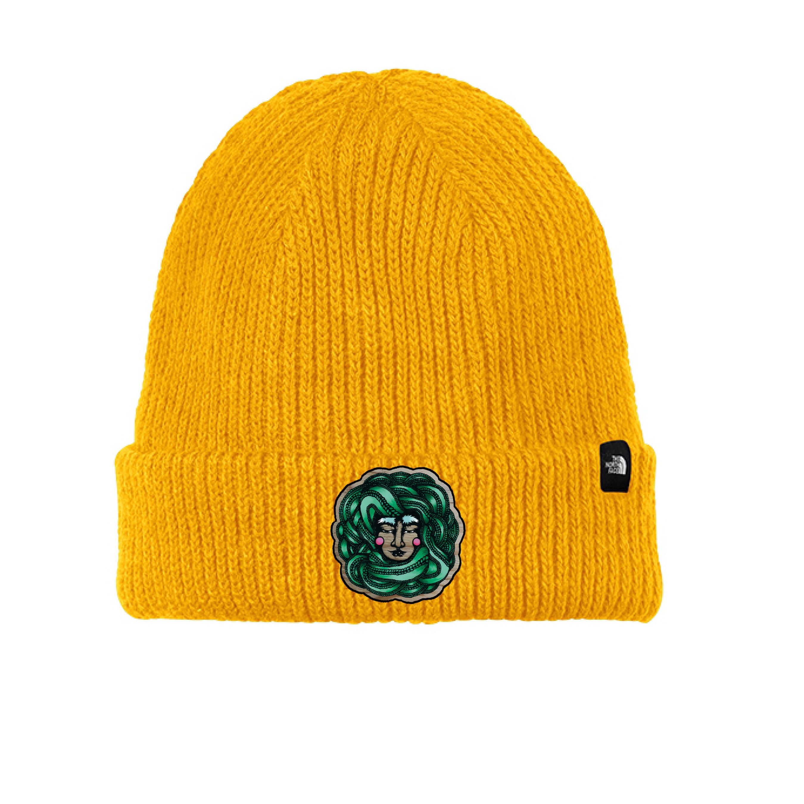 Close-up of the soft, ribbed knit texture showcasing the Winter Goddess Beanie's intricate stitch pattern and cozy fit.