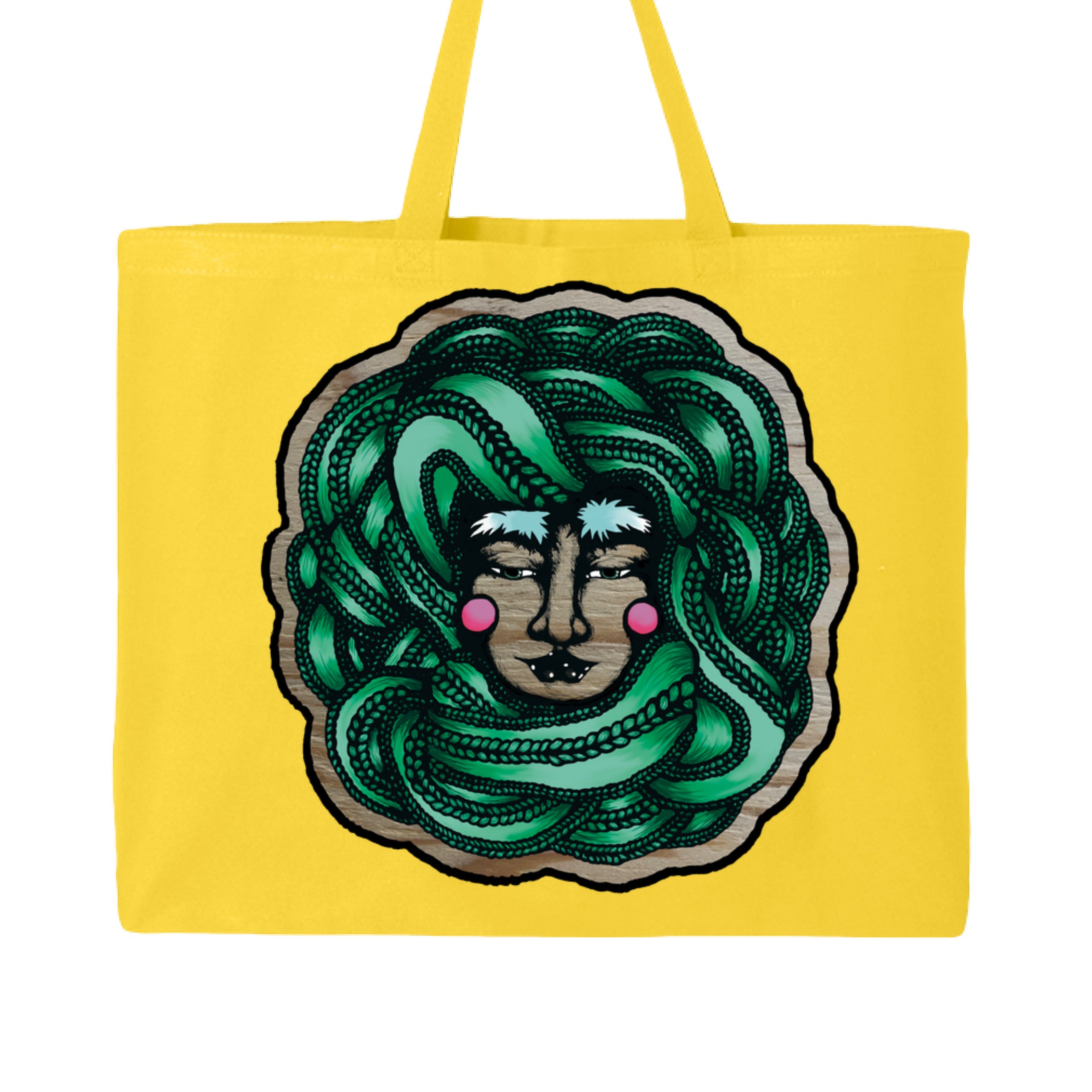 Winter Goddess Jumbo Tote bag made of textured black vegan leather with dual top handles and silver hardware, 15x18 inches