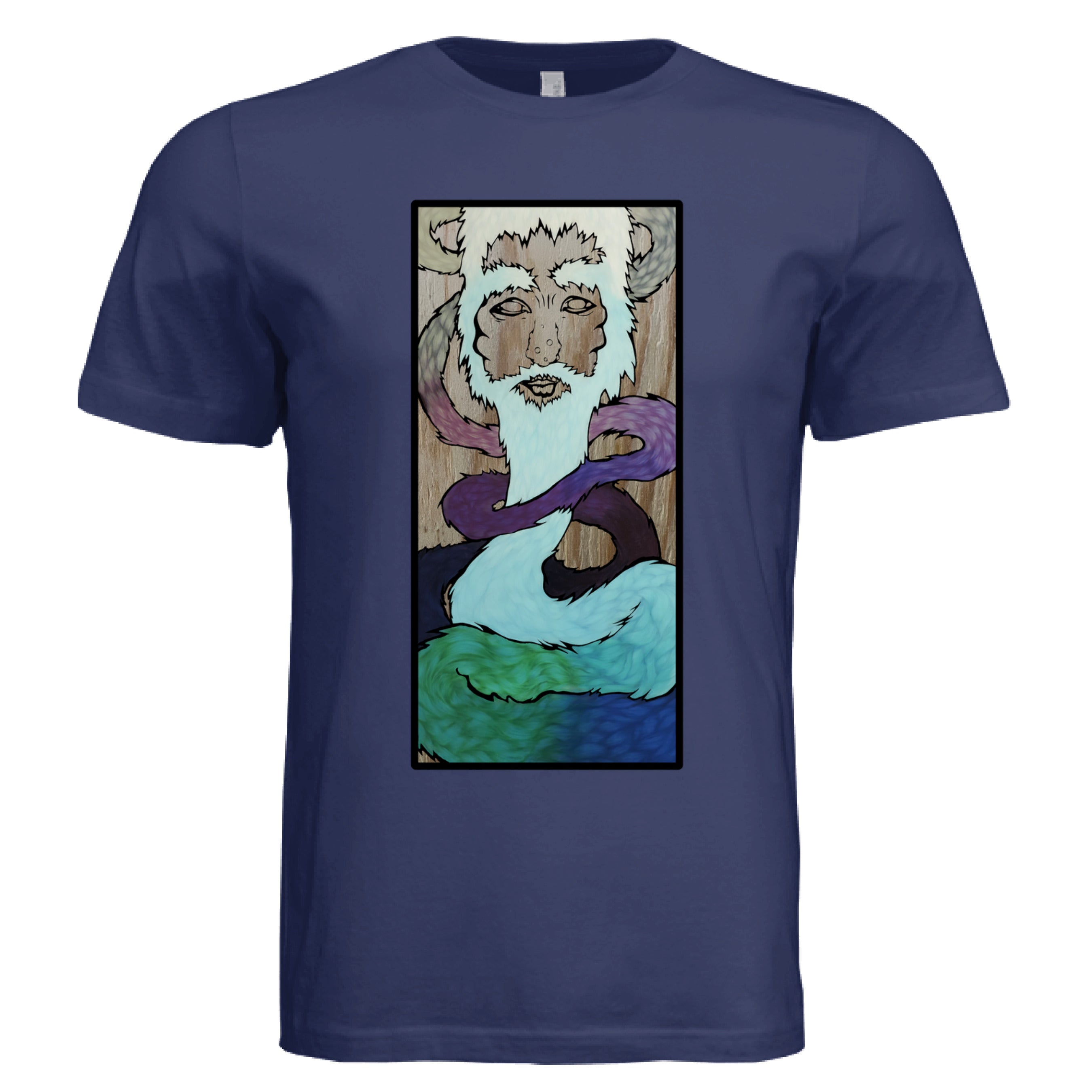 The Art Collective International Ice King T-Shirt, relaxed fit, organic cotton, navy blue with Chris Foster graphic, crew