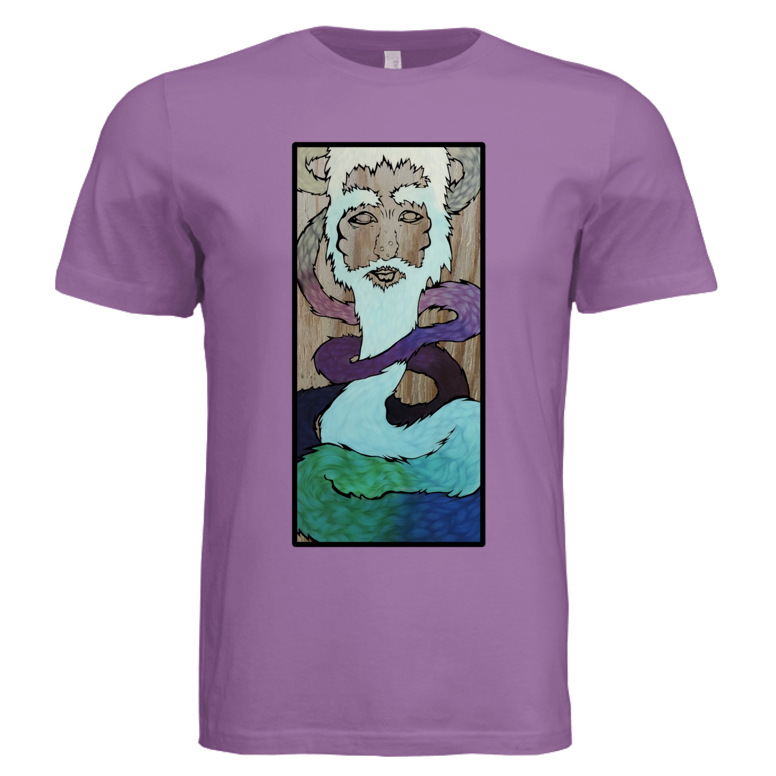 Close-up of the Ice King T-Shirt’s vibrant blue fabric featuring a subtle heather pattern and crew neckline from a slight