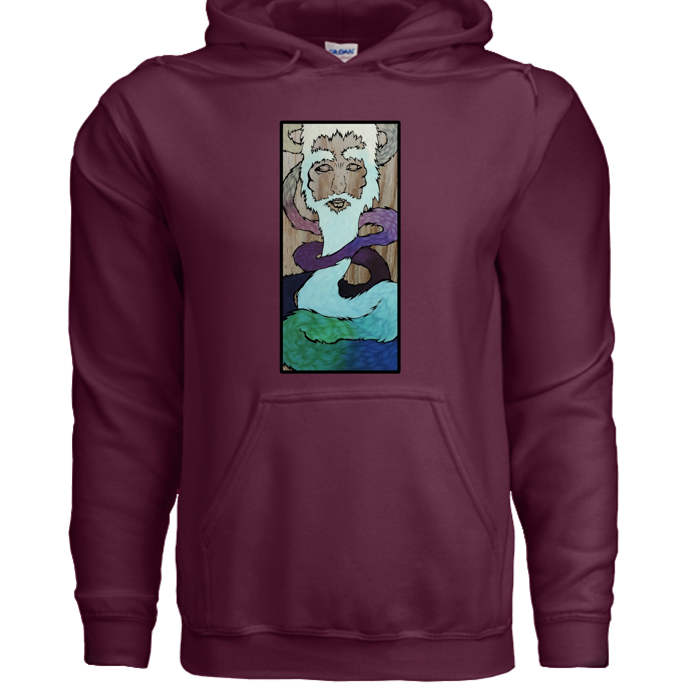 Ice King Pull Over Hoodie by The Art Collective International featuring navy blue organic cotton fabric, kangaroo pocket