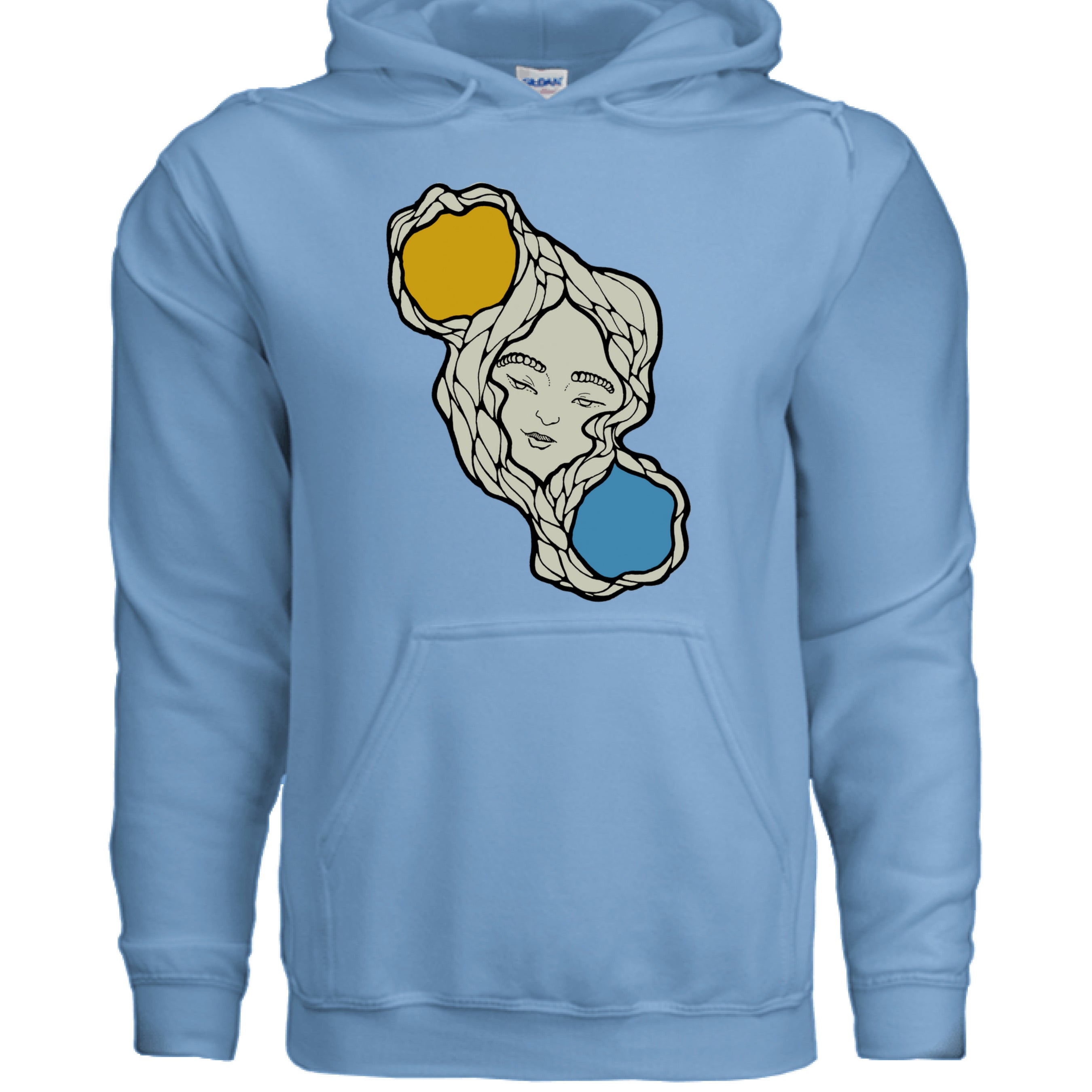 Close-up of the soft fabric's textured surface highlighting the subtle moon and sun embroidery detail on the front center of